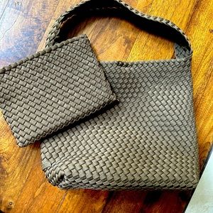 Naghedi Nomad Hobo Shoulder Bag Tote Mink Brown